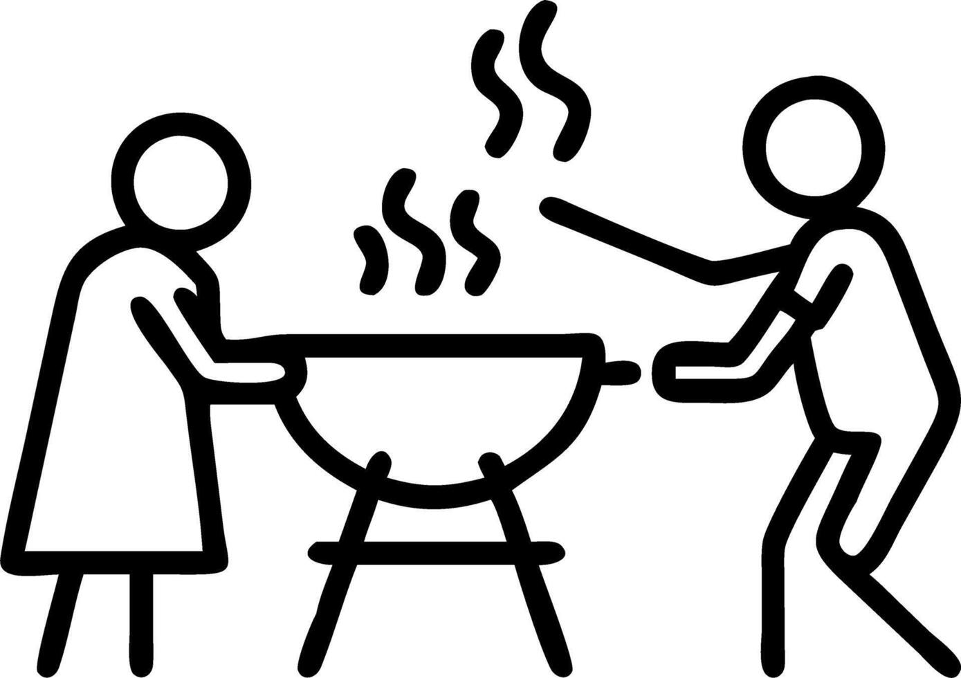 Candid shot of a family enjoying a barbecue in the backyard vector