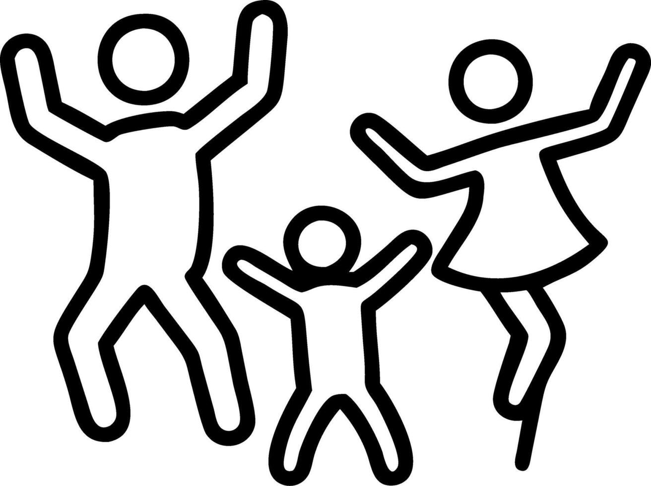 Candid shot of a family laughing and dancing in the living room vector