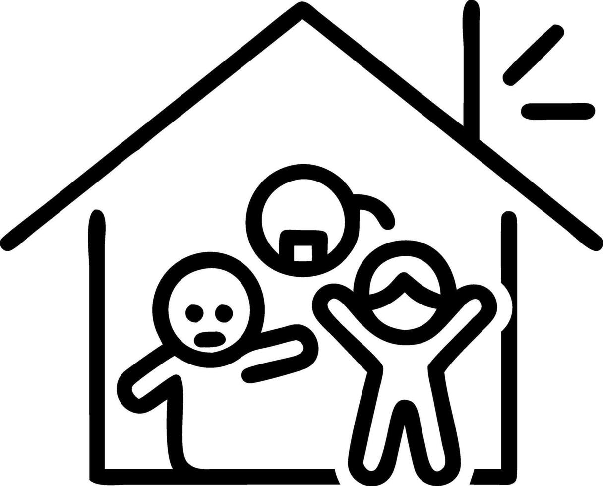 Candid shot of a family playing hide and seek in the house vector