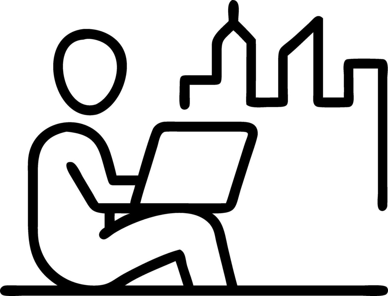 Candid shot of a person working remotely on a laptop in a cozy home setting with sunlight streaming through the window vector