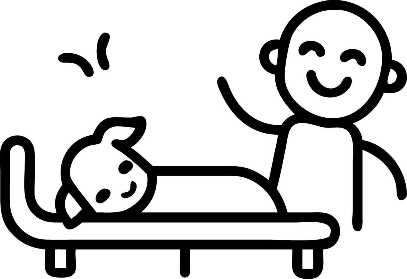 Child in hospital bed laughing with therapy dog vector
