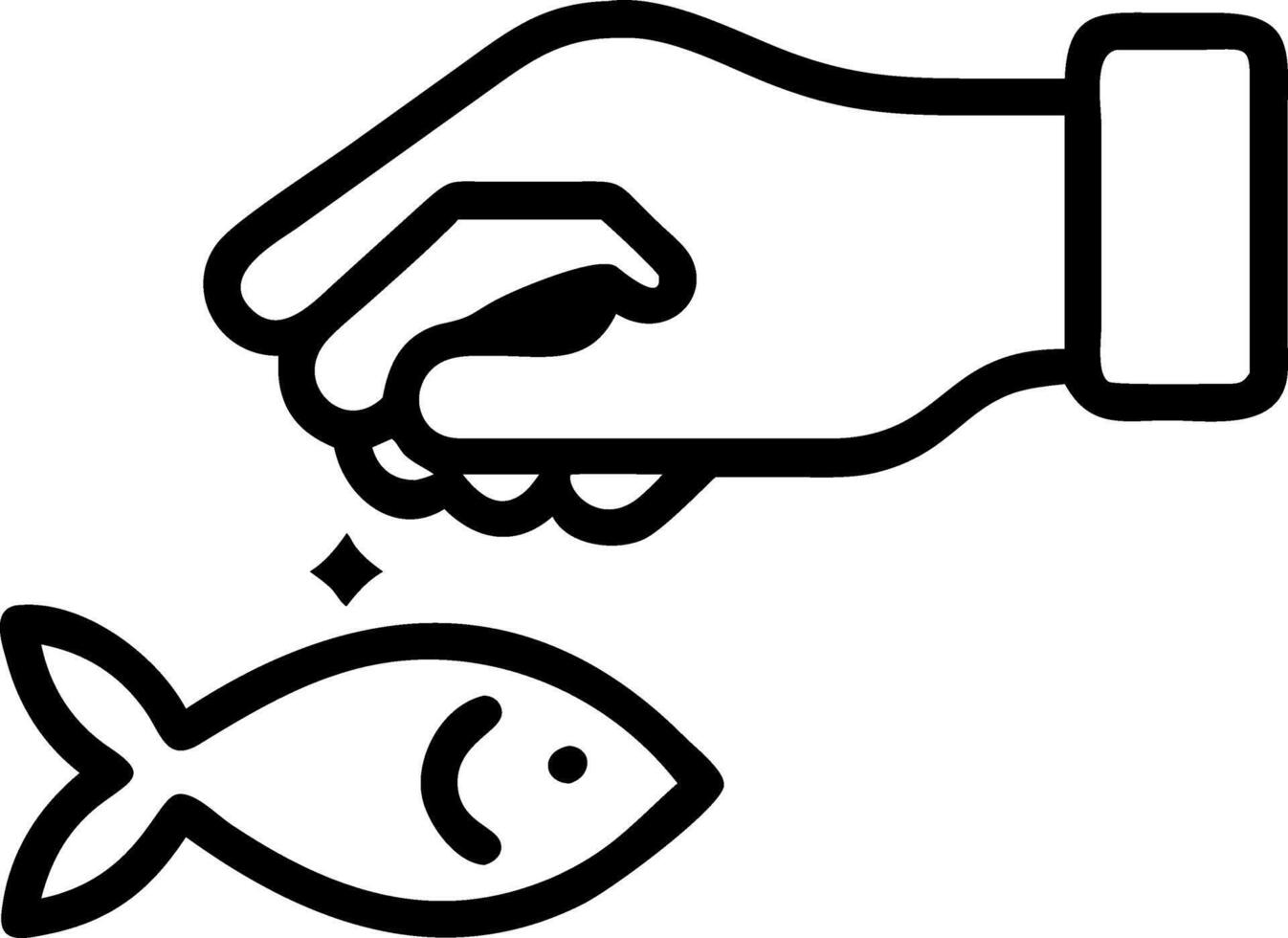 Close up of a fish eating food from a persons hand in an aquarium vector