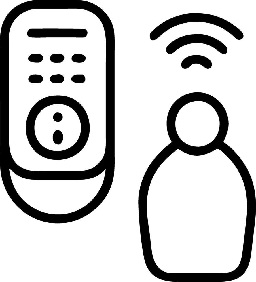 Close up of a futuristic personal AI assistant device being used by a young adult and their elderly grandparent vector