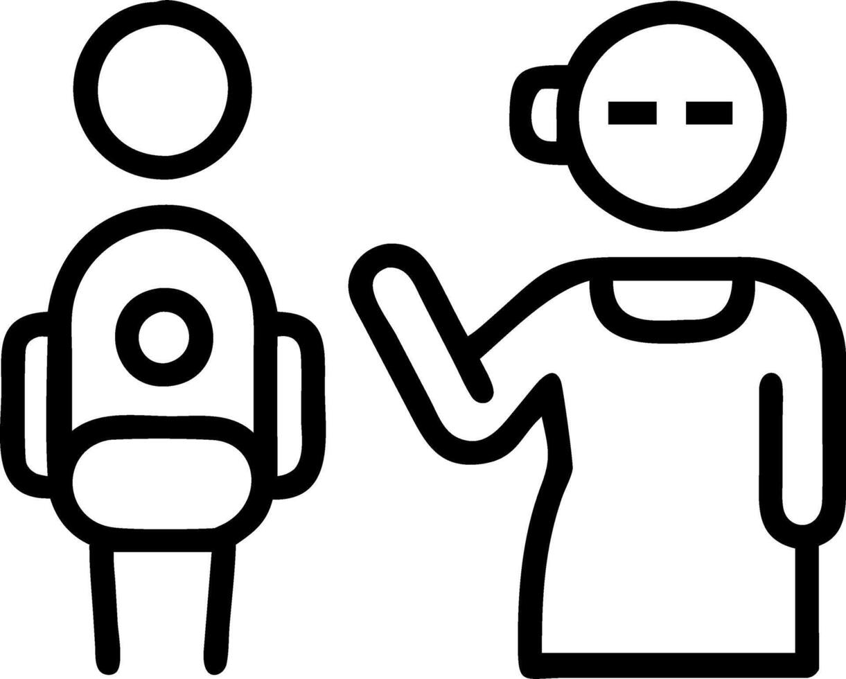 Close up of a futuristic robotic assistant being operated by a teenager and their elderly grandparent vector