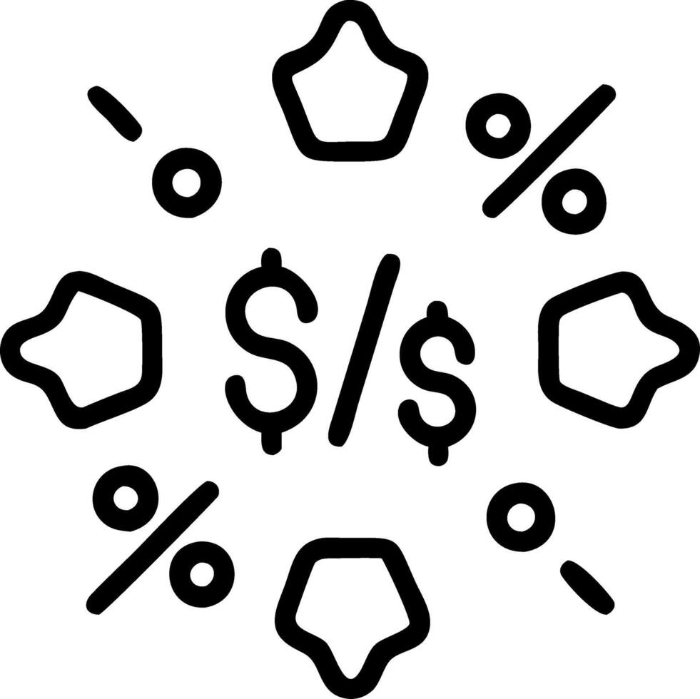 Close up of a glowing discount sign with currency symbols and copy space vector