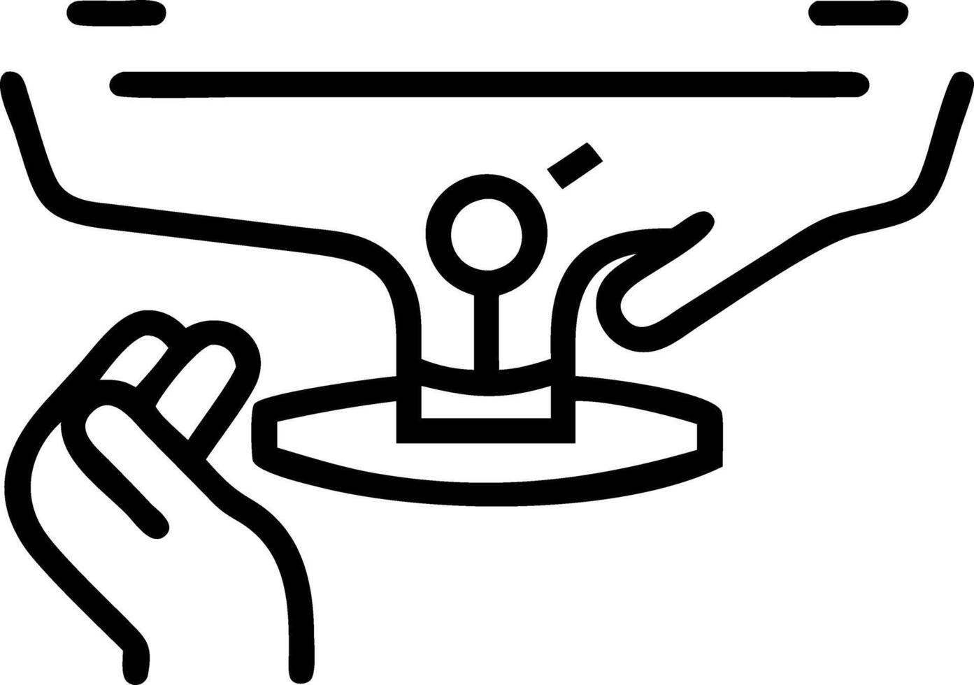 Close up of a persons hand using a transparent mouse over a holographic desk surface vector