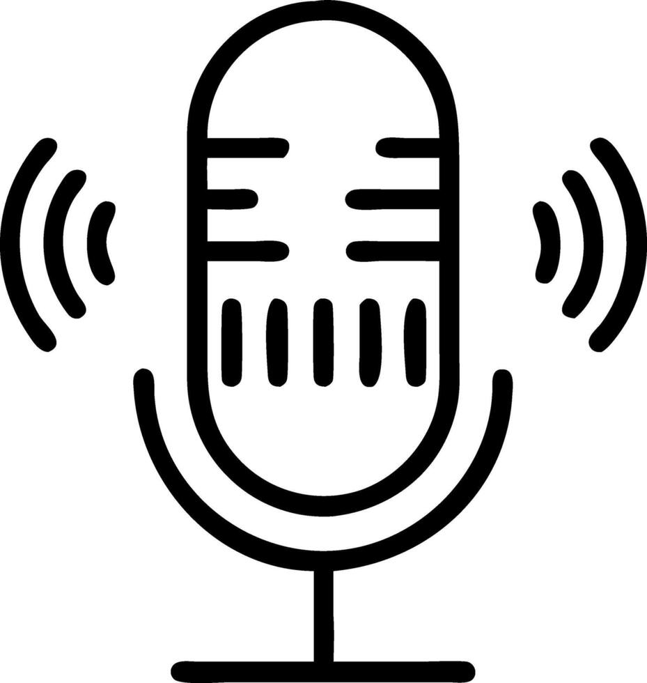 Close up of AI assistant microphone with glowing soundwave data vector