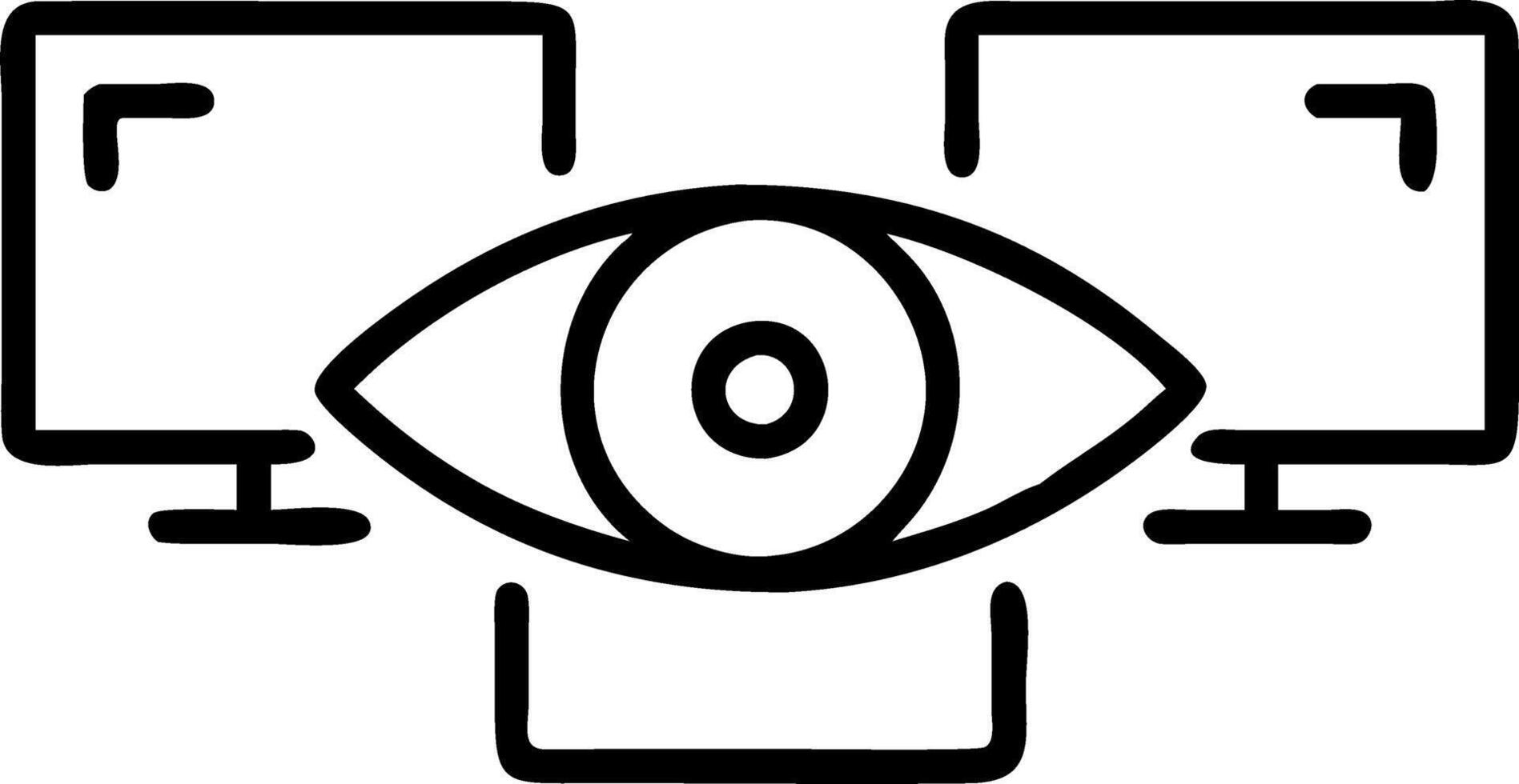 Close up of an eye reflecting holographic screens vector
