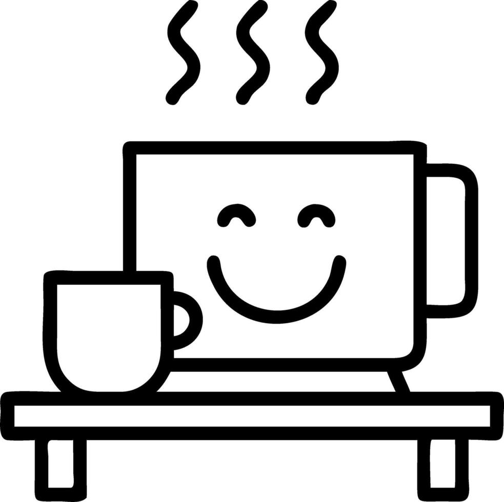 Close up of coffee cup emitting holographic steam forming happy emoticons vector