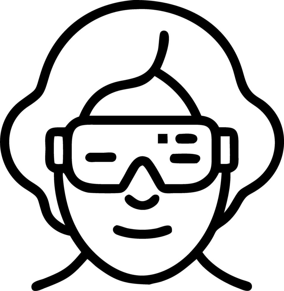 Close up of an elderly womans face with augmented reality glasses displaying holographic content vector
