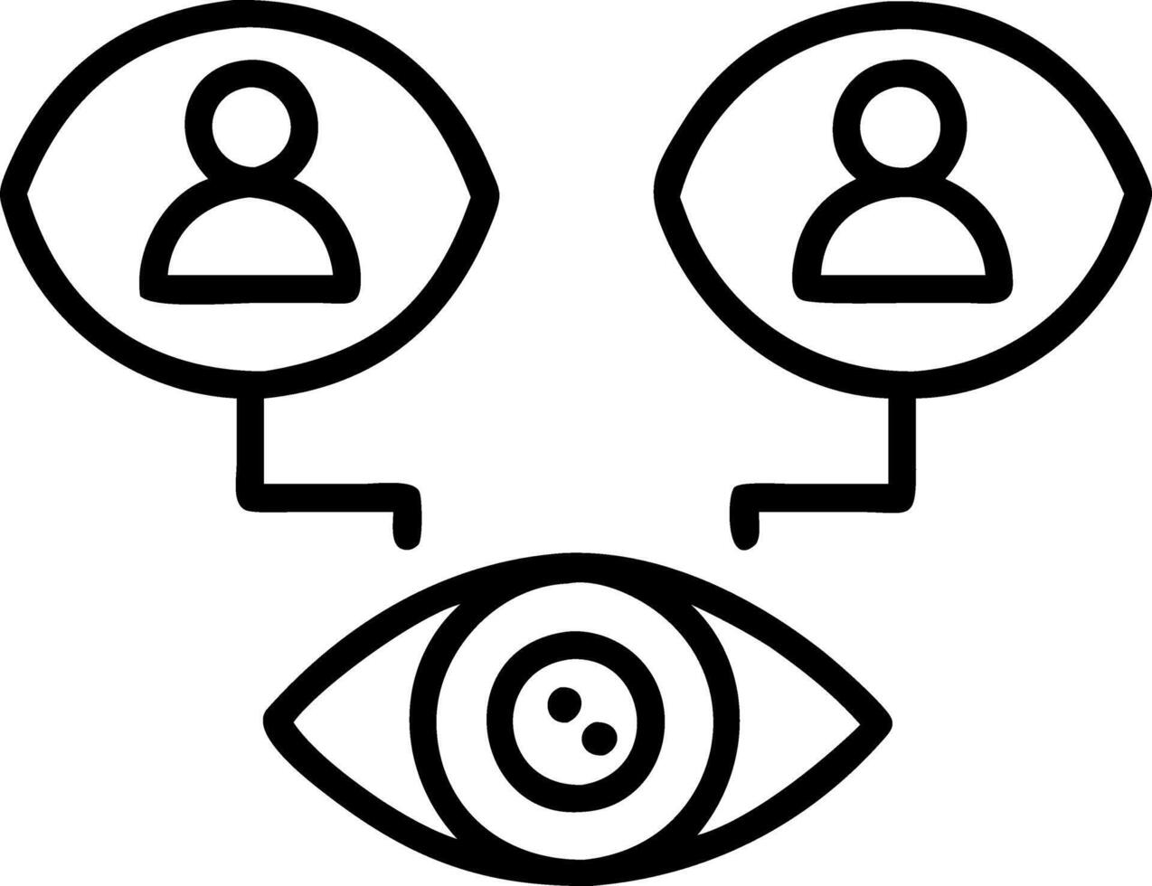 Close up of eyes reflecting holographic call participants vector