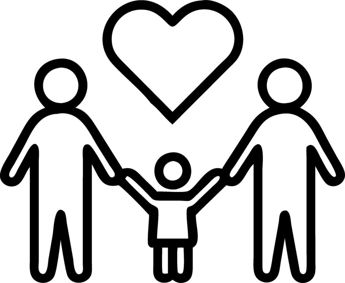 Close up of family members holding hands with futuristic holographic heart projection in the background vector