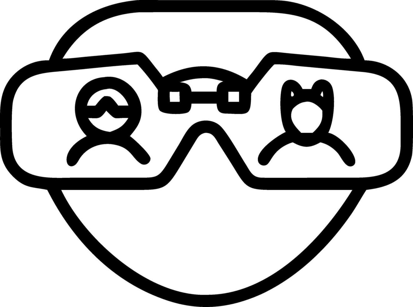 Close up of family members VR headset reflecting pets image vector