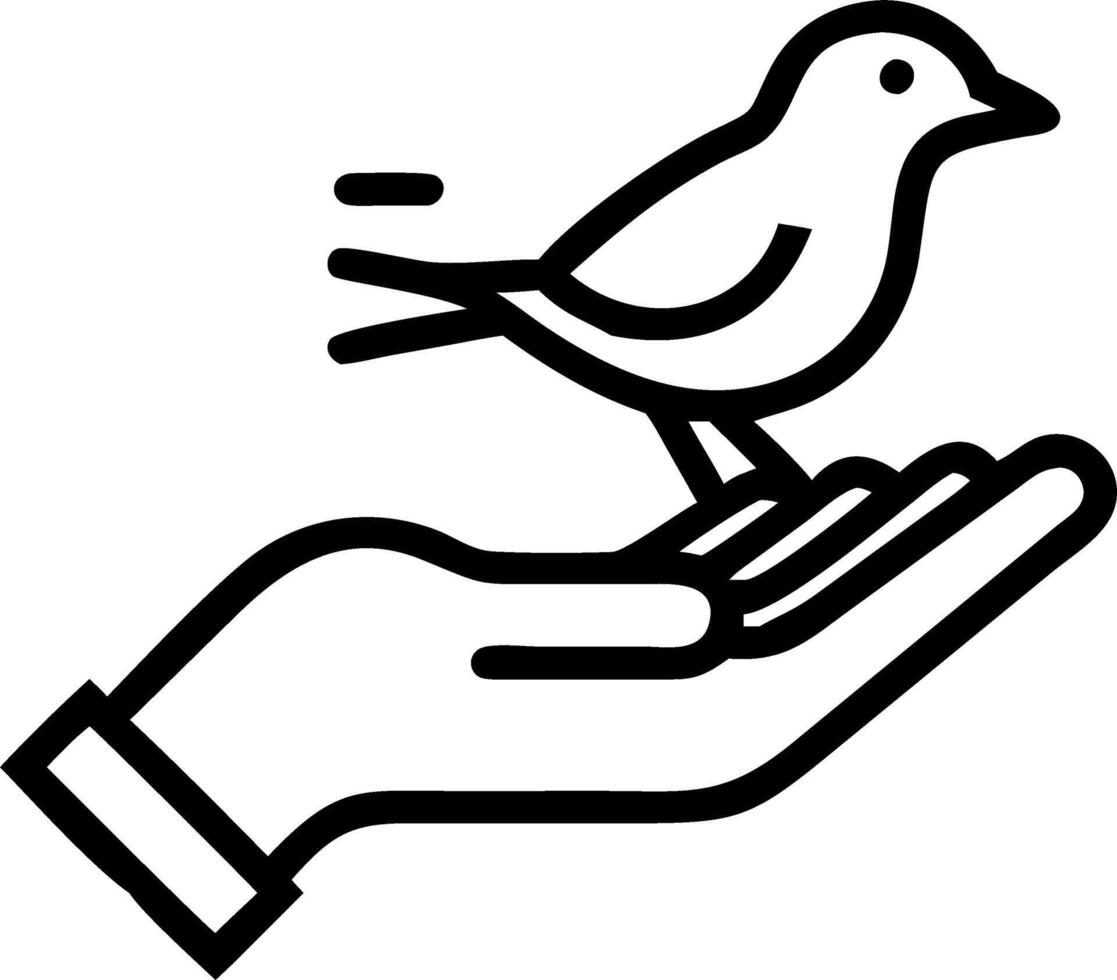 Close up of holographic therapy bird perched on patients finger vector