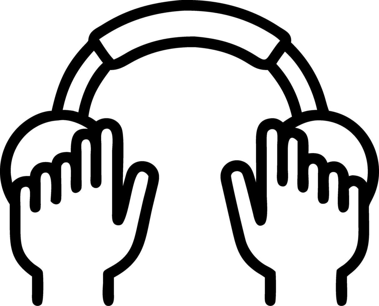 Close up of millennial adjusting glowing futuristic headphones copy space on the left vector