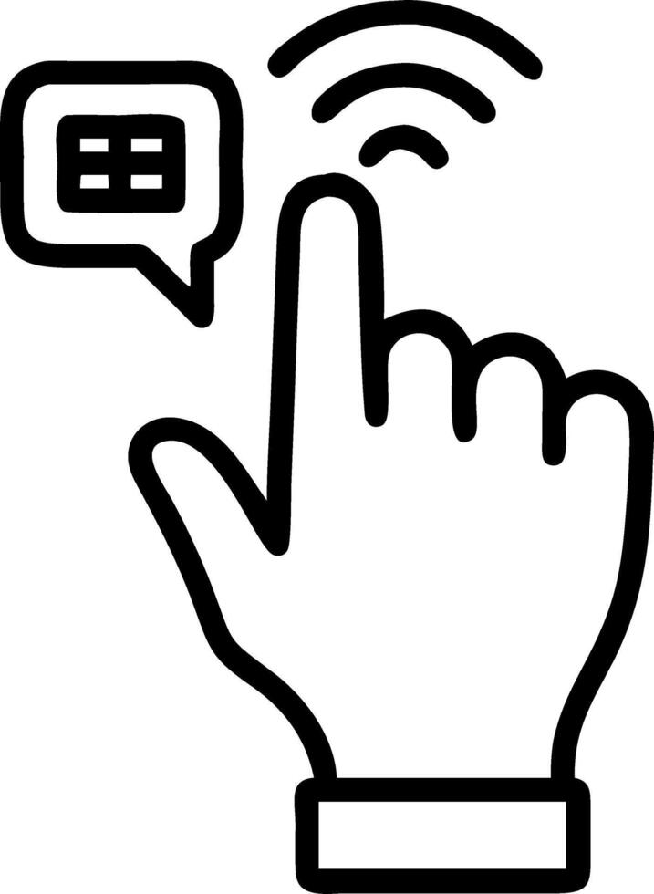 Close up of millennial hand tapping a smart ring with holographic display copy space on the left vector