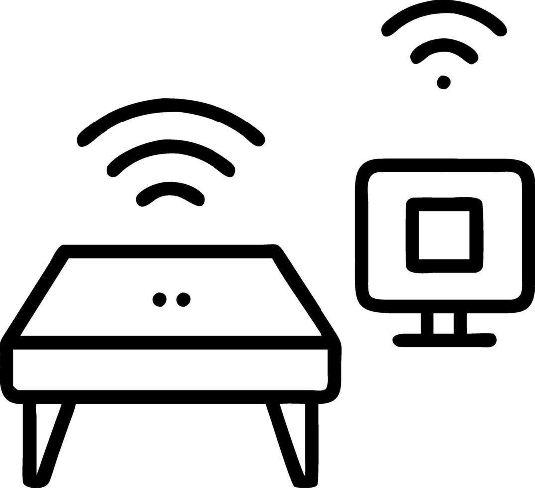 Close up of smart home device displaying holographic interface in cozy living room vector