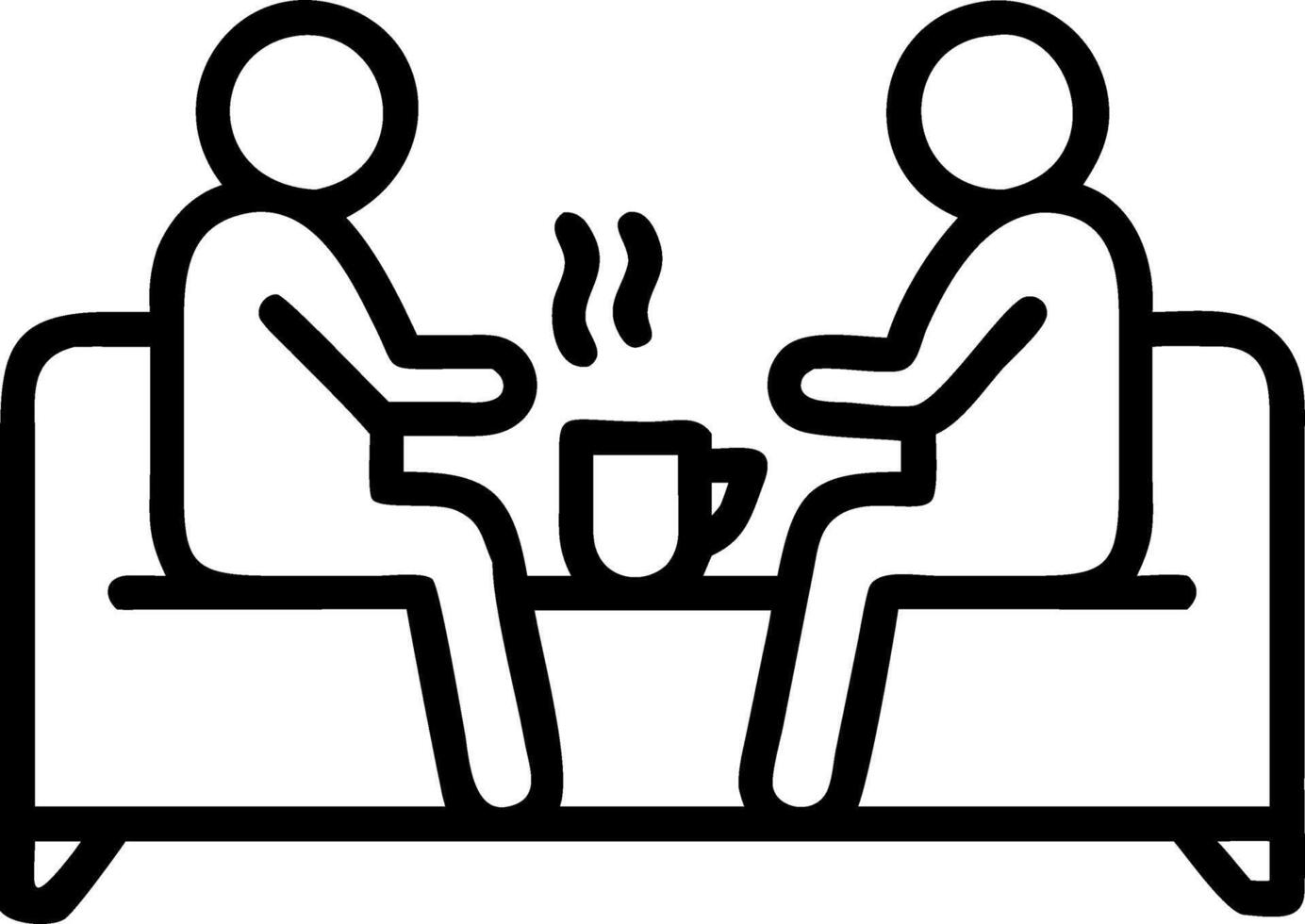Couple sipping coffee by the window vector