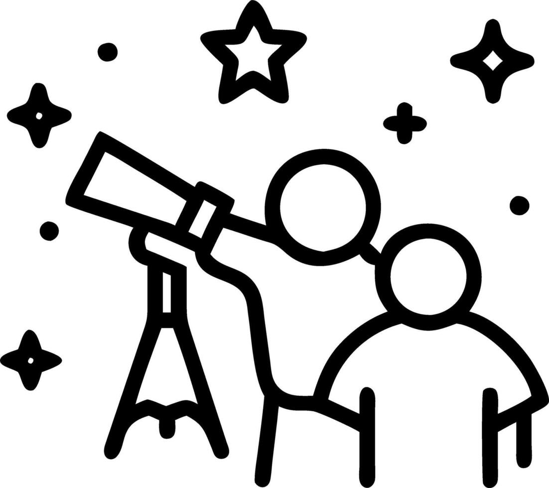 Dreamy digital art of a family stargazing with telescopes under a night sky filled with bokeh stars vector