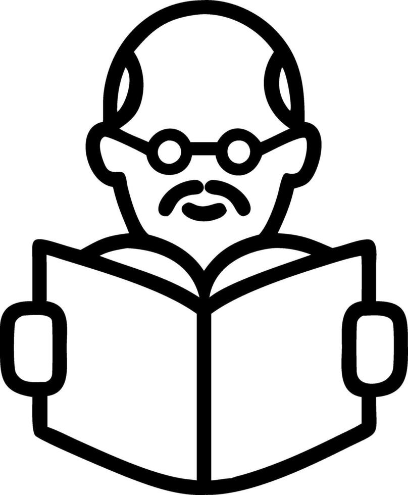Elderly man reading a book with bokeh digital art background and copy space vector