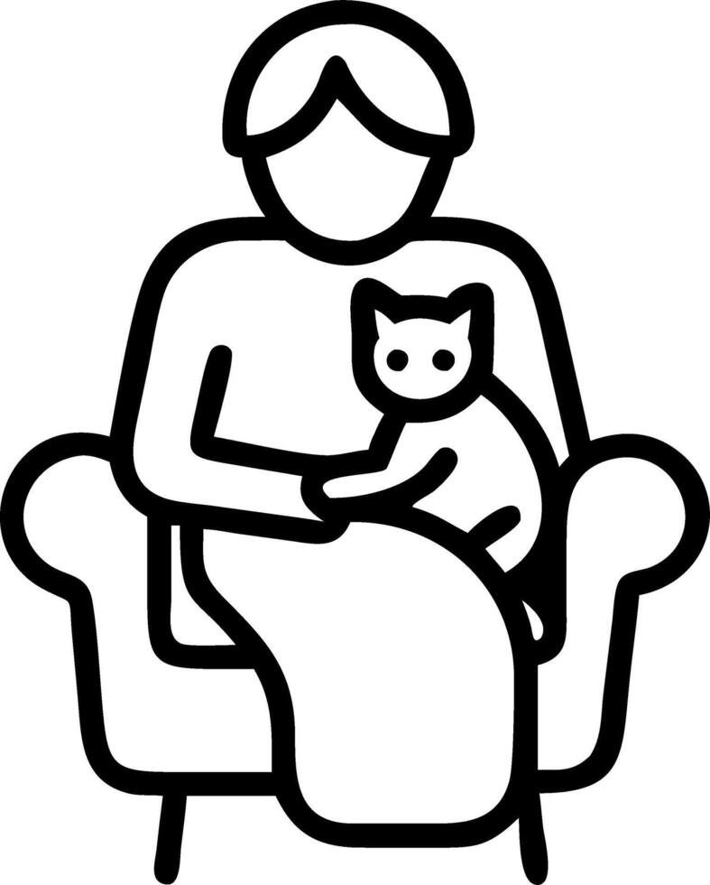Elderly woman smiling with therapy cat on her lap vector