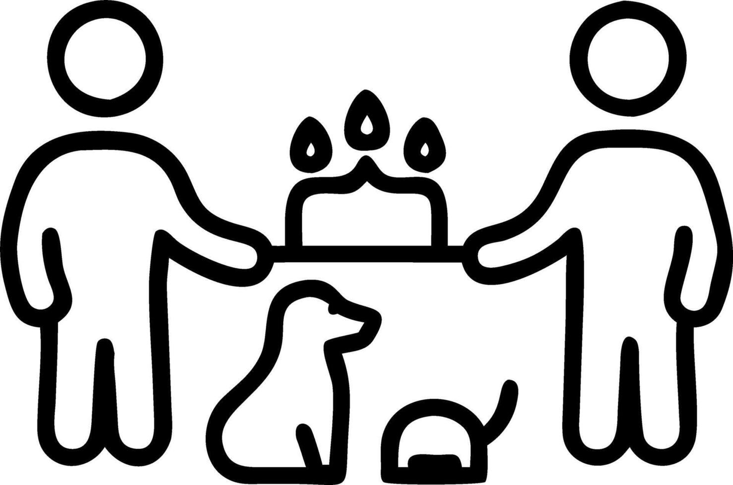 Family celebrating dogs birthday with cake vector