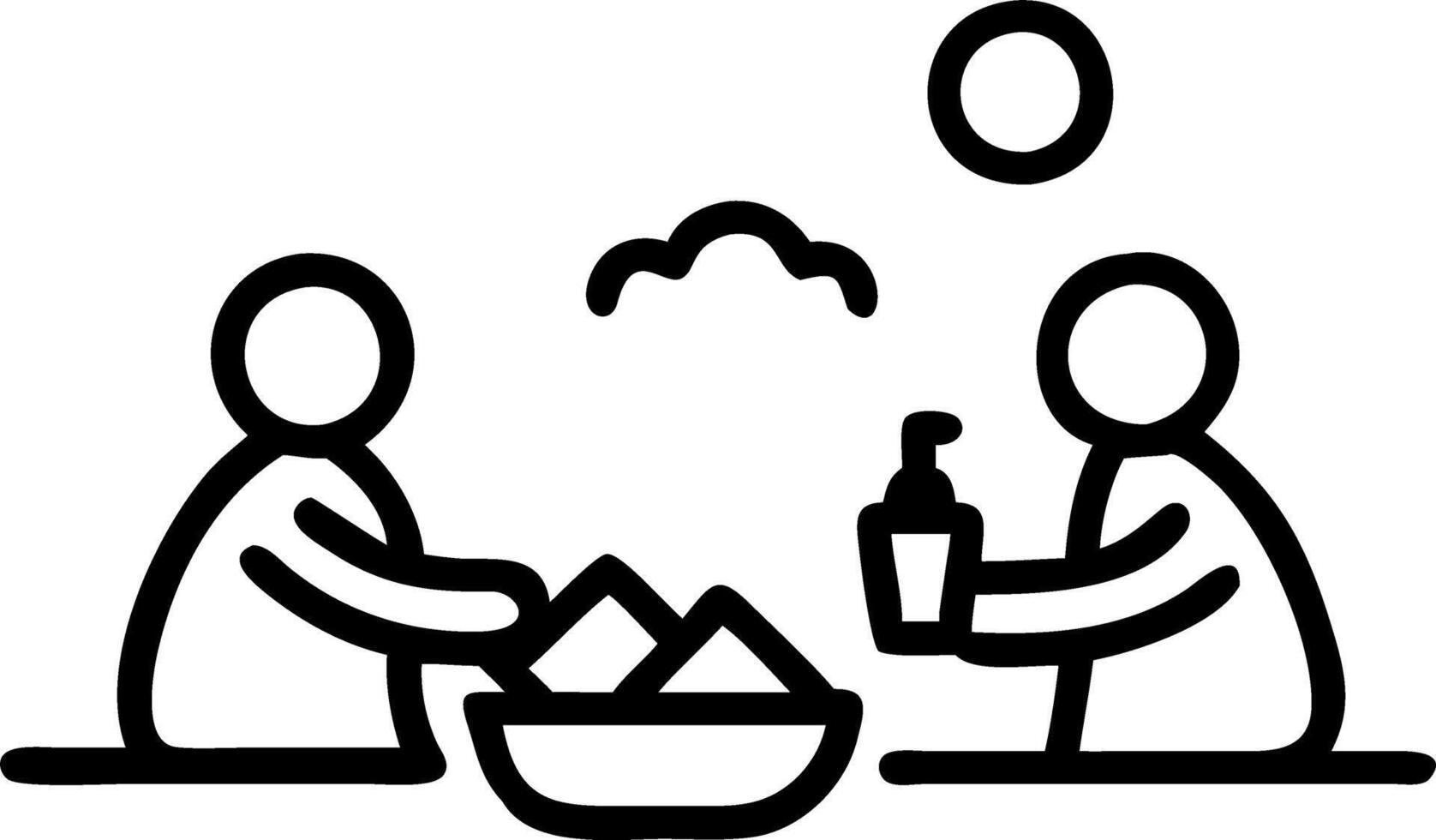 Family enjoying an outdoor picnic bokeh nature background with copy space vector