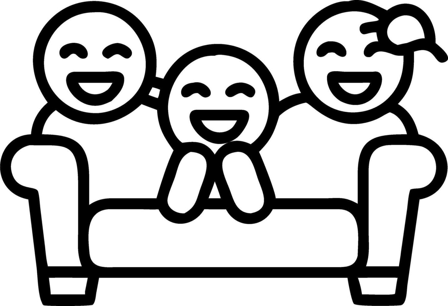 Family laughing together on the living room couch vector