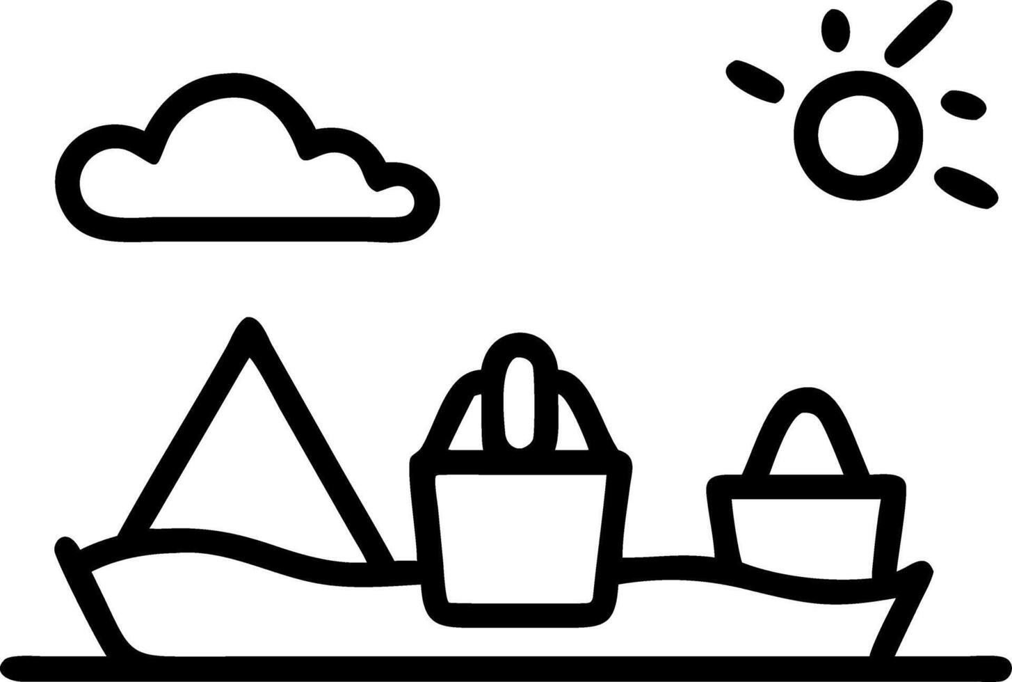 Family picnic in a scenic location with copy space vector