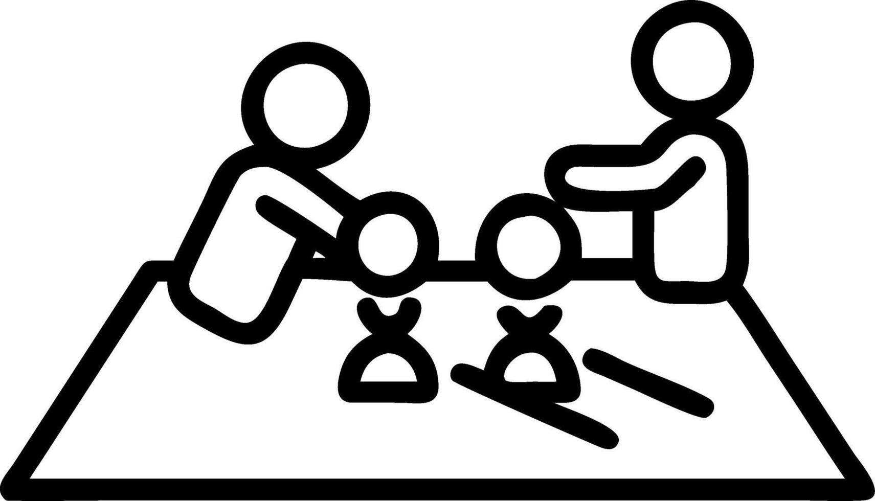 Family playing board games on the rug vector