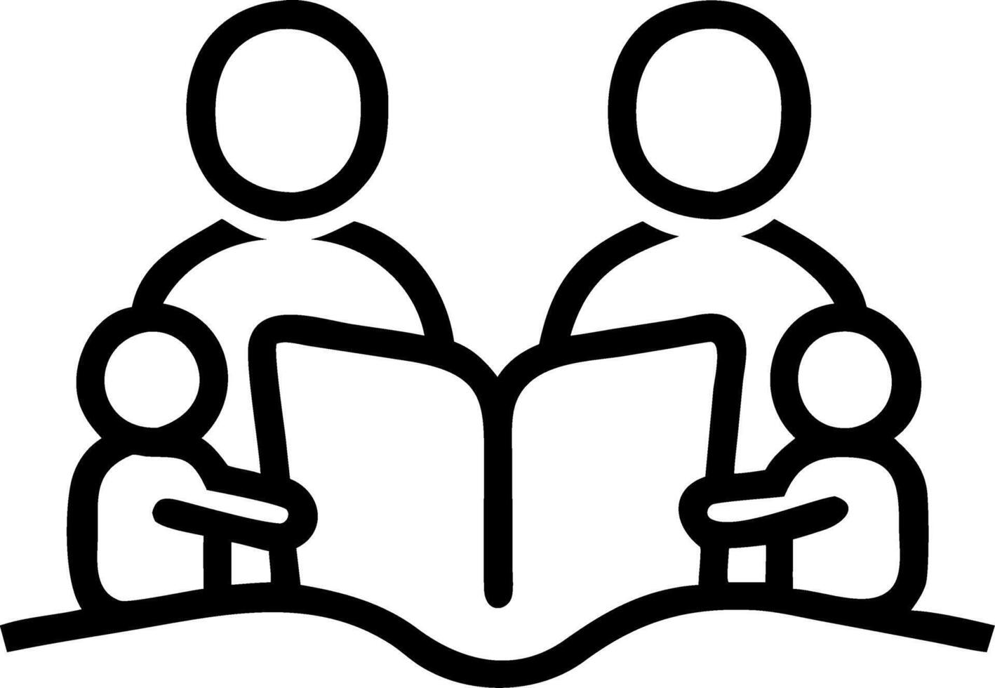 Family reading books together in the living room candid shot with copy space vector
