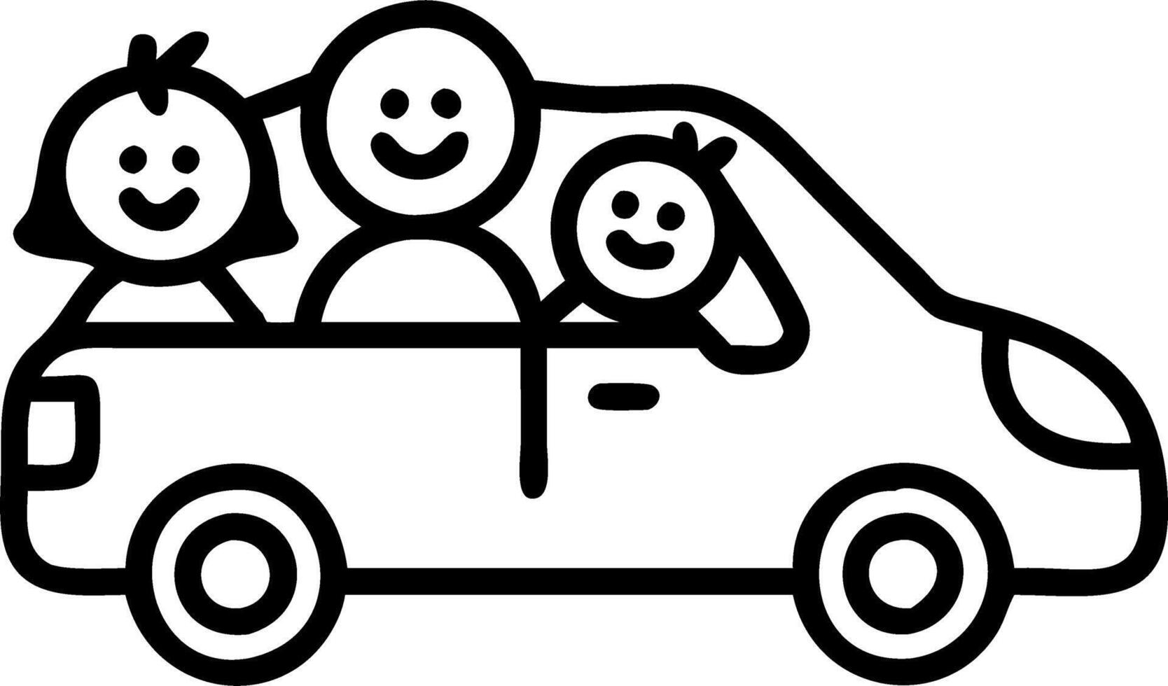 Family road trip in a car with smiles and copy space vector
