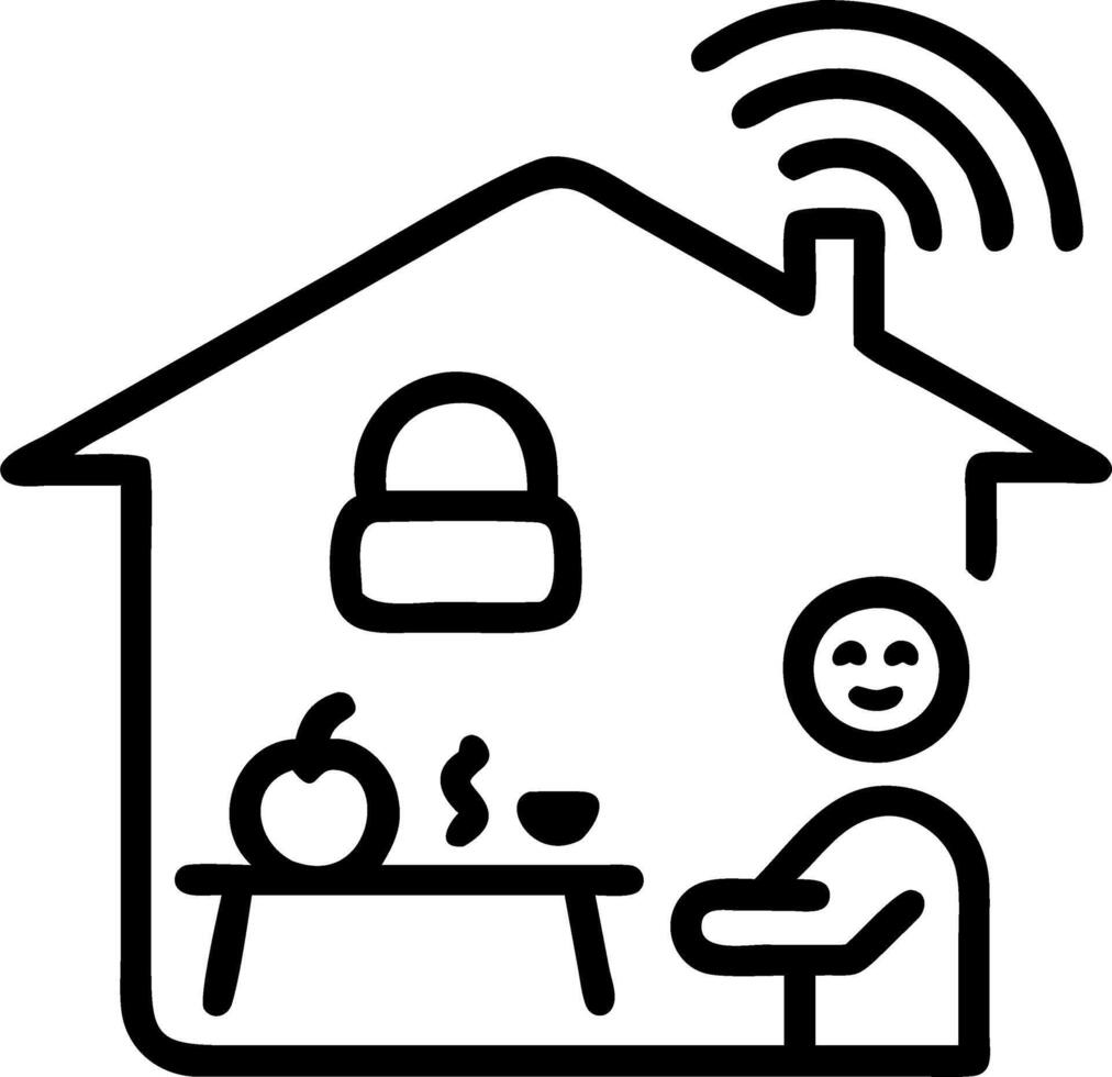 Family using AI home assistant in kitchen vector