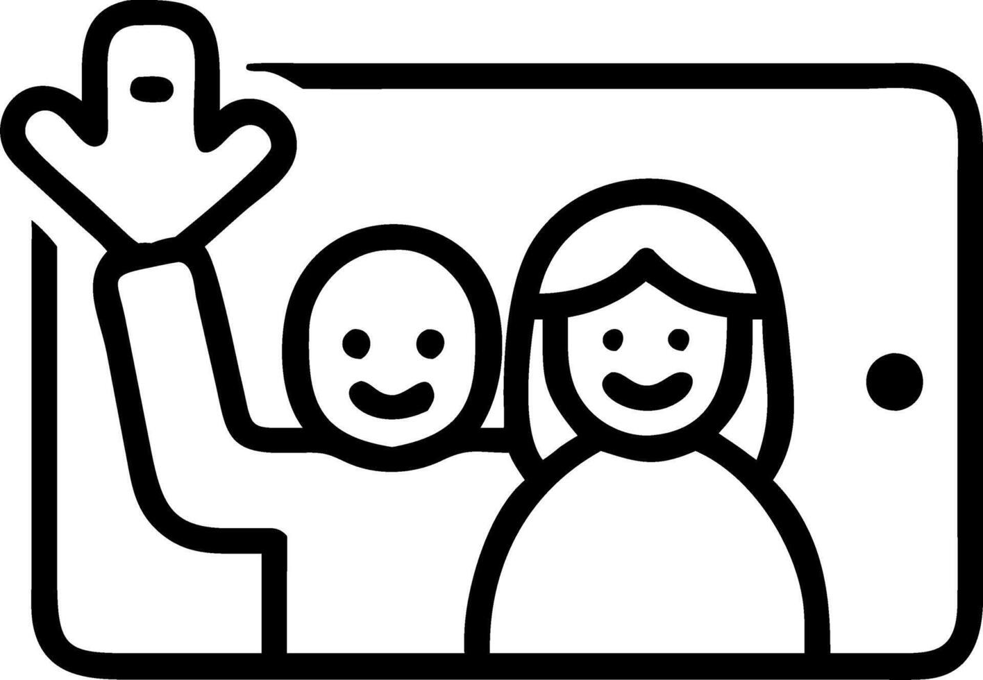 Family calling grandparents on a tablet vector