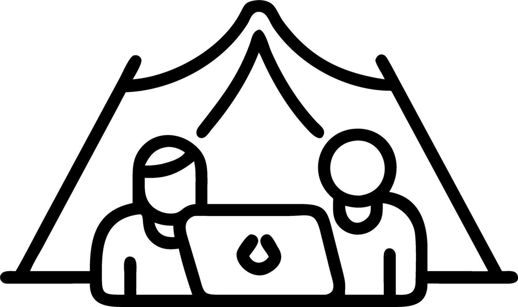 Family watching a movie on a tablet during camping vector