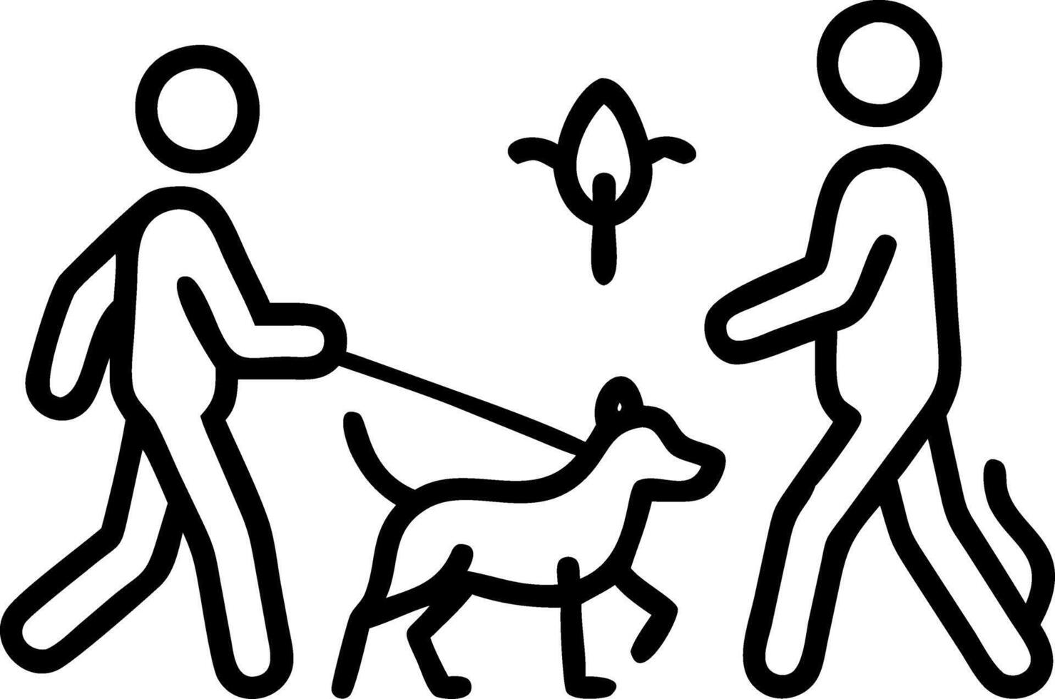 Family walking dog in park during autumn vector
