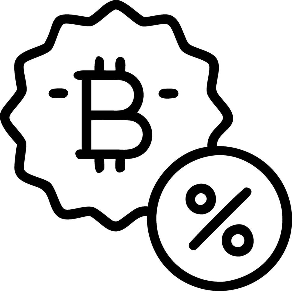 Floating bitcoin symbol with discount badge and marketing icon vector