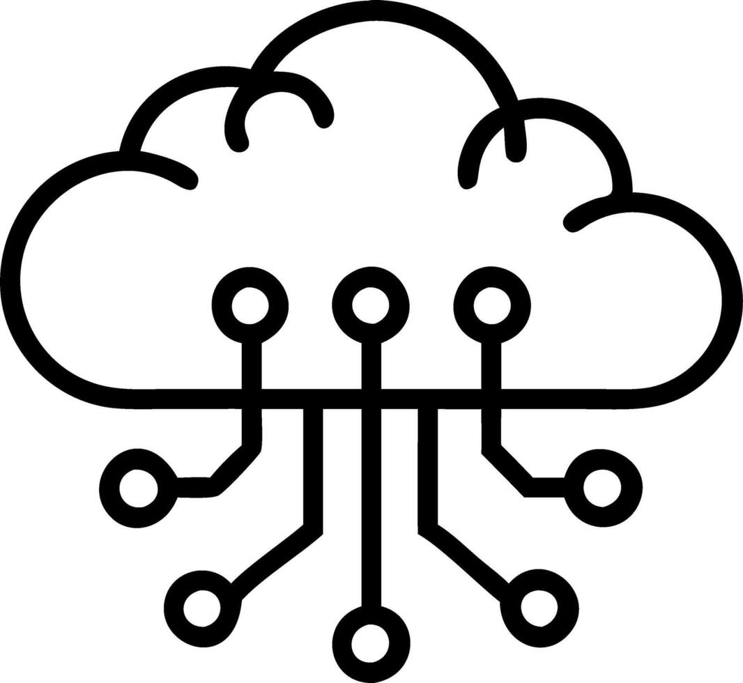 Floating Cloud Icon with Neural Connections Isolated vector