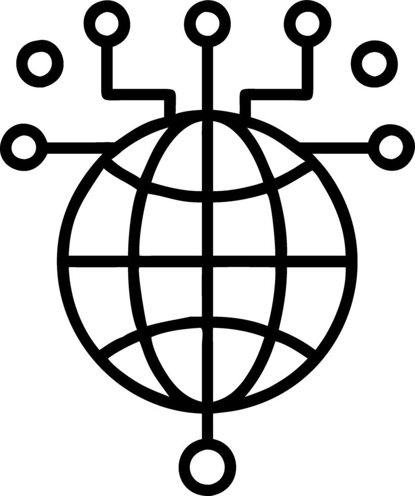 Floating globe with a glowing data network overlay vector