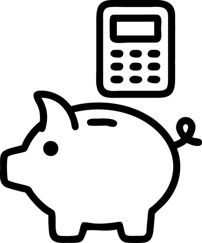 Floating piggy bank and calculator vector