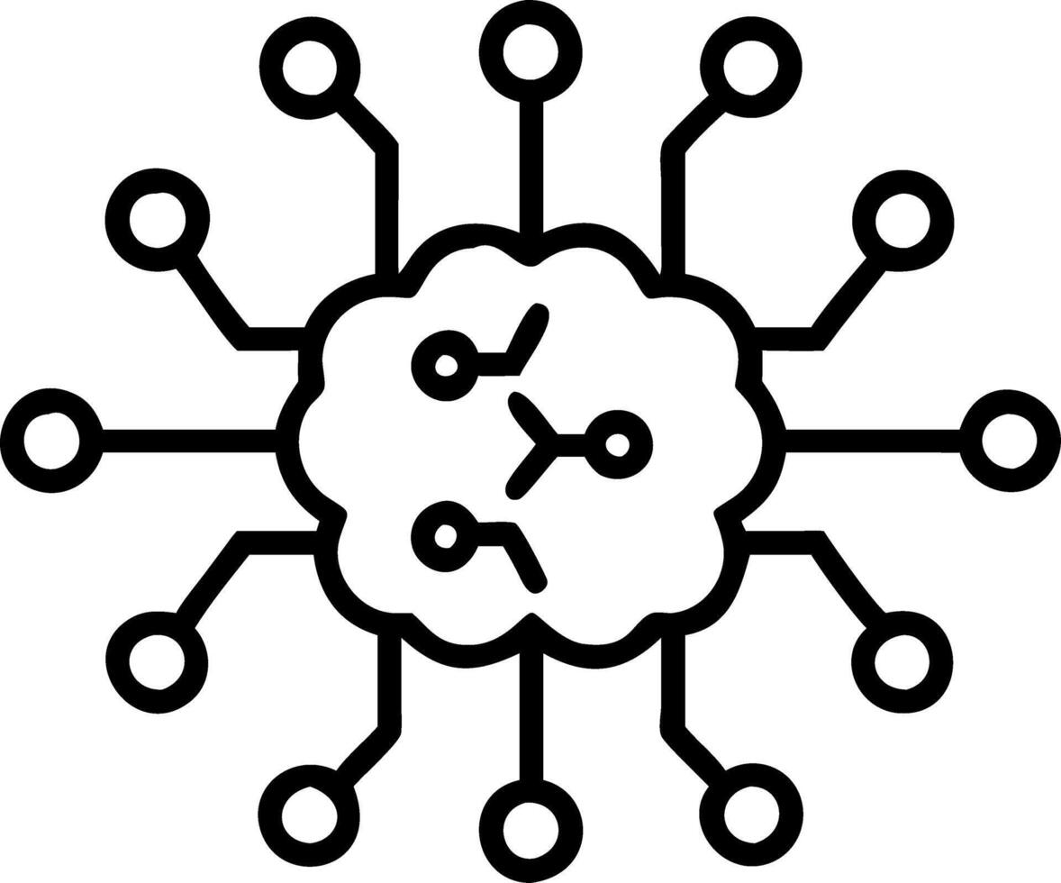Floating Neural Grid with Skill building Icons vector