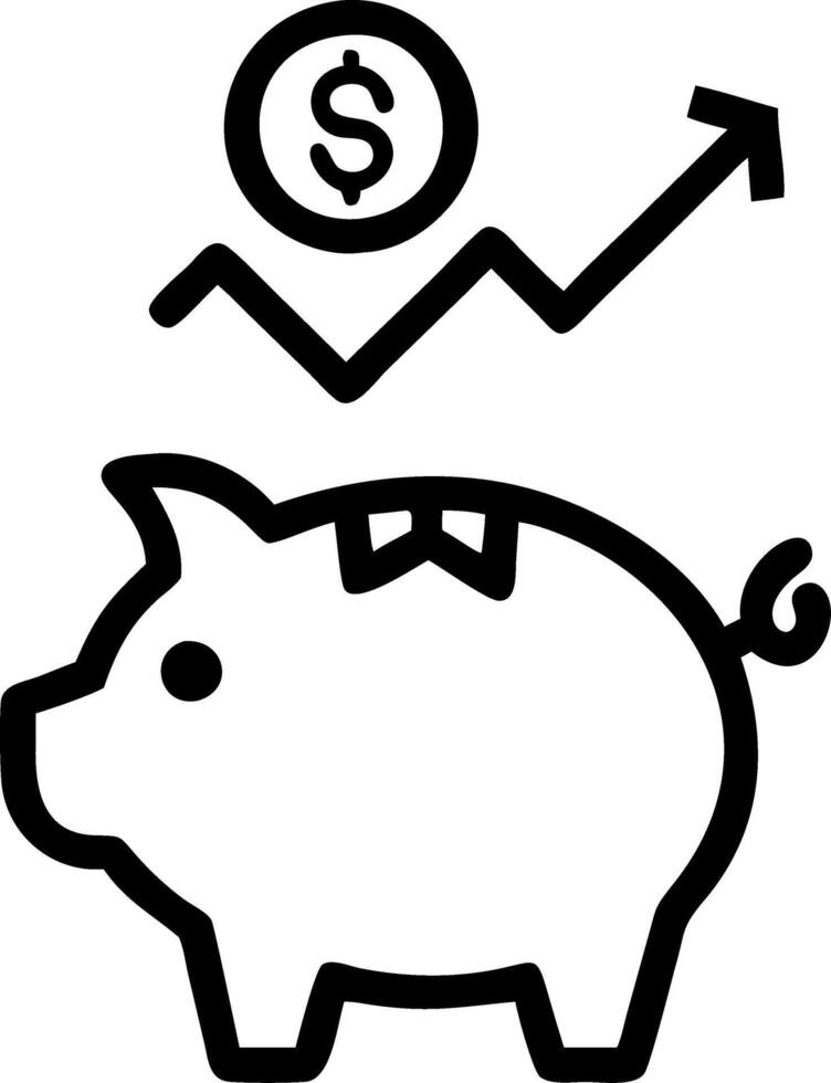 Floating piggy bank and growth arrow vector