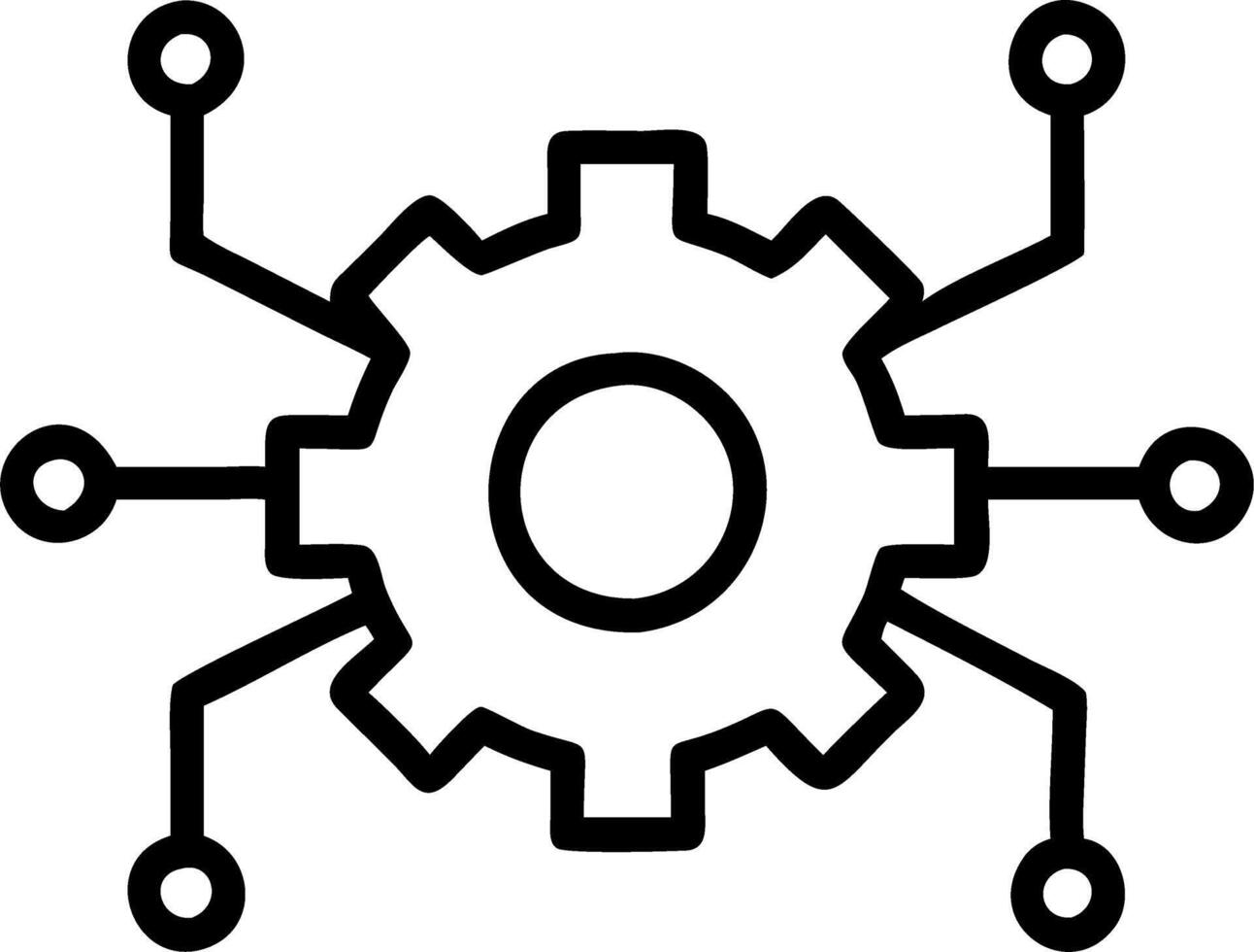 Futuristic Gear Icon with Floating Data Streams Isolated vector