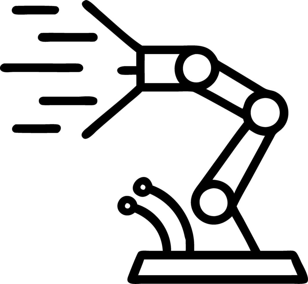 Futuristic robotic arm over a glowing circuit board vector