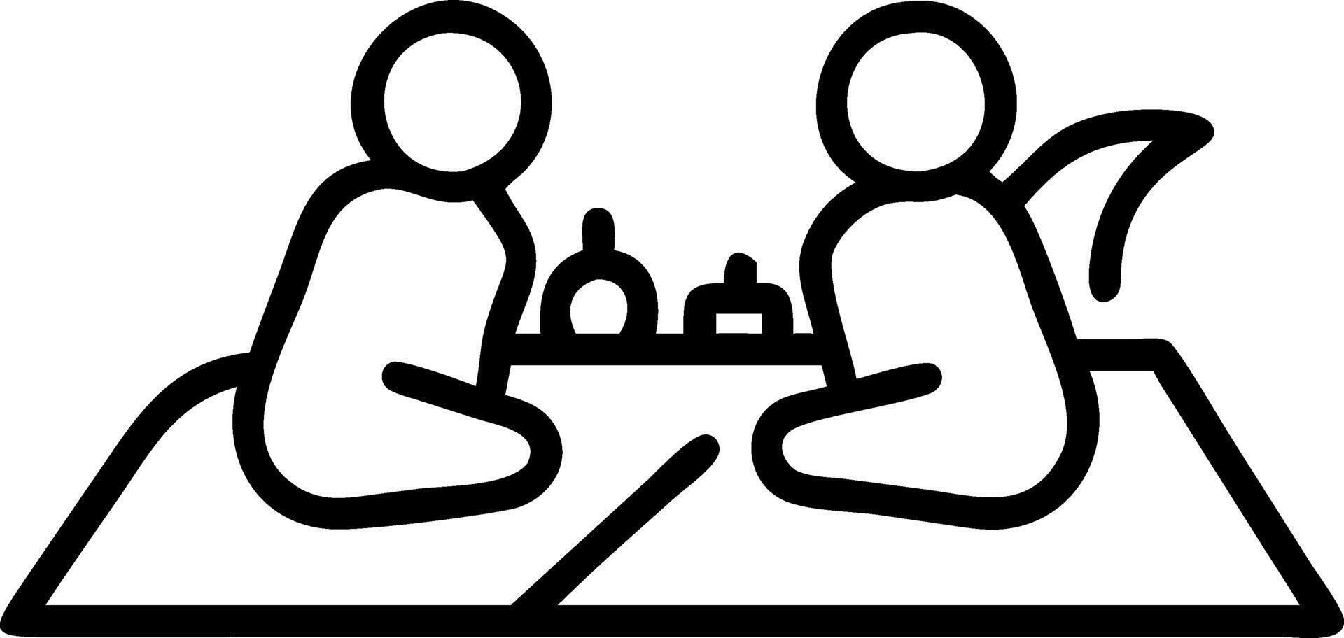 Glossy background of a family sitting on a blanket having a picnic with plenty of copy space in the sky vector