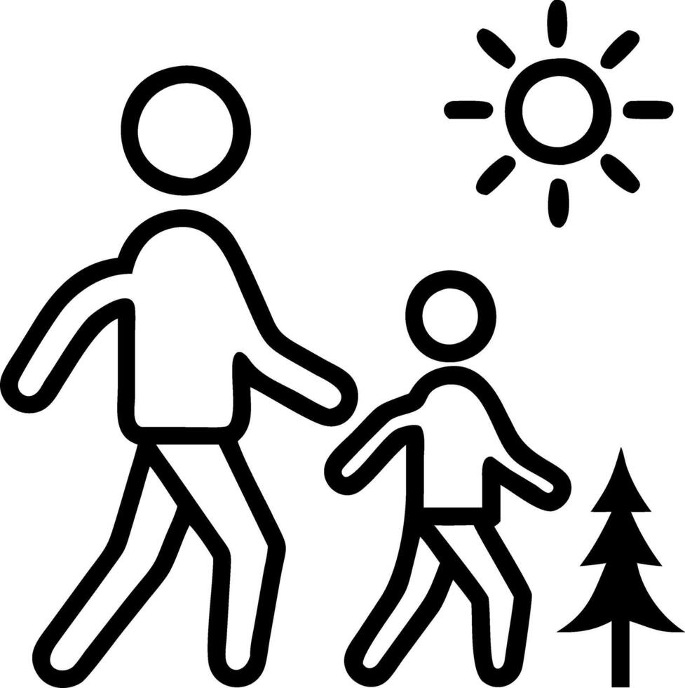 Glossy background of a parent and child walking along the beach with copy space in the sky vector