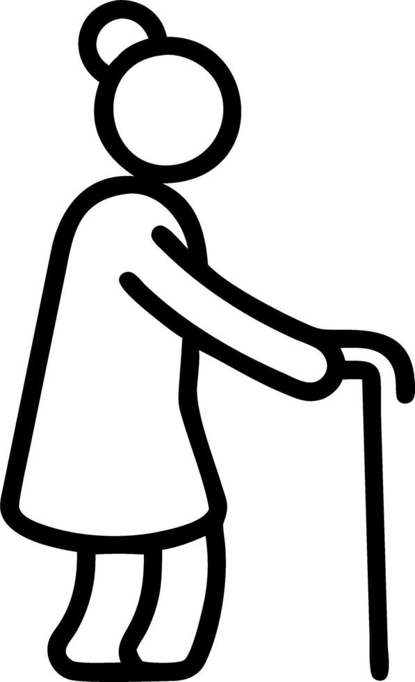 Glossy background of an elderly woman holding a walking stick ample copy space vector