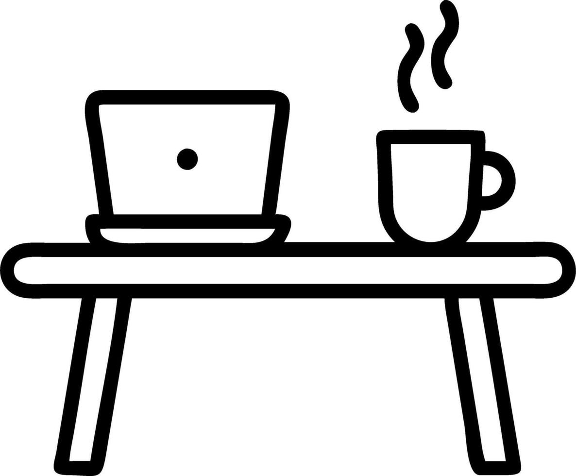 Glossy home office desk with laptop and copy space vector
