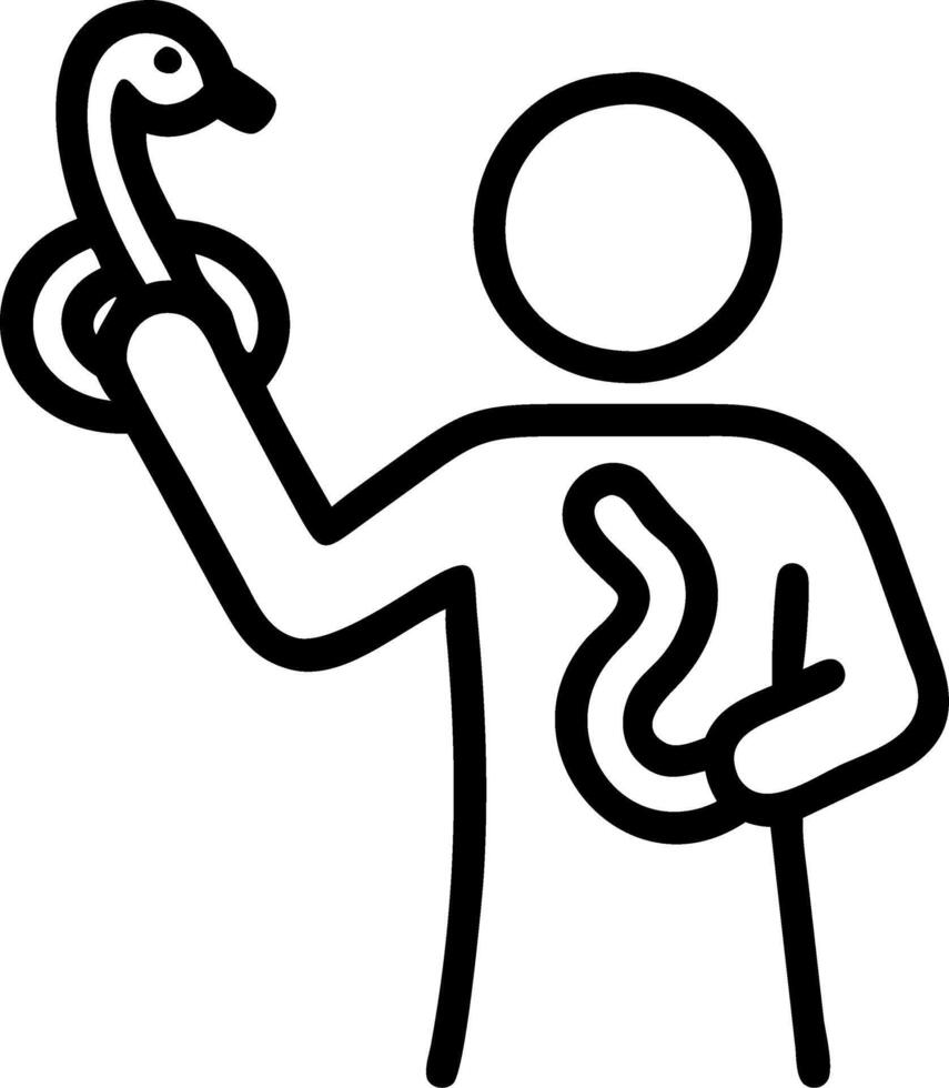 Glossy image of a person holding a snake on plain background copy space above vector