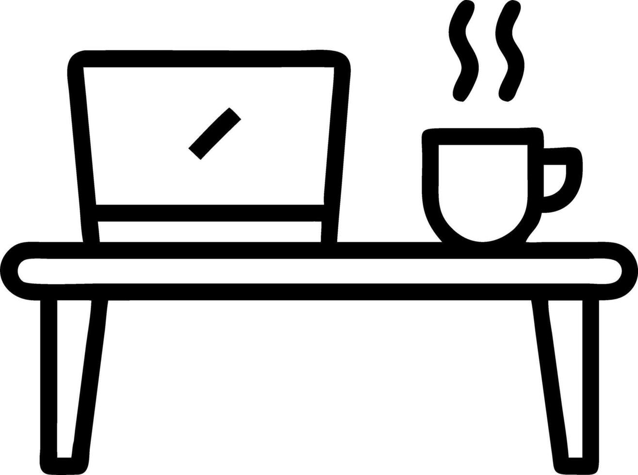 Glossy home office desk with laptop and copy space vector